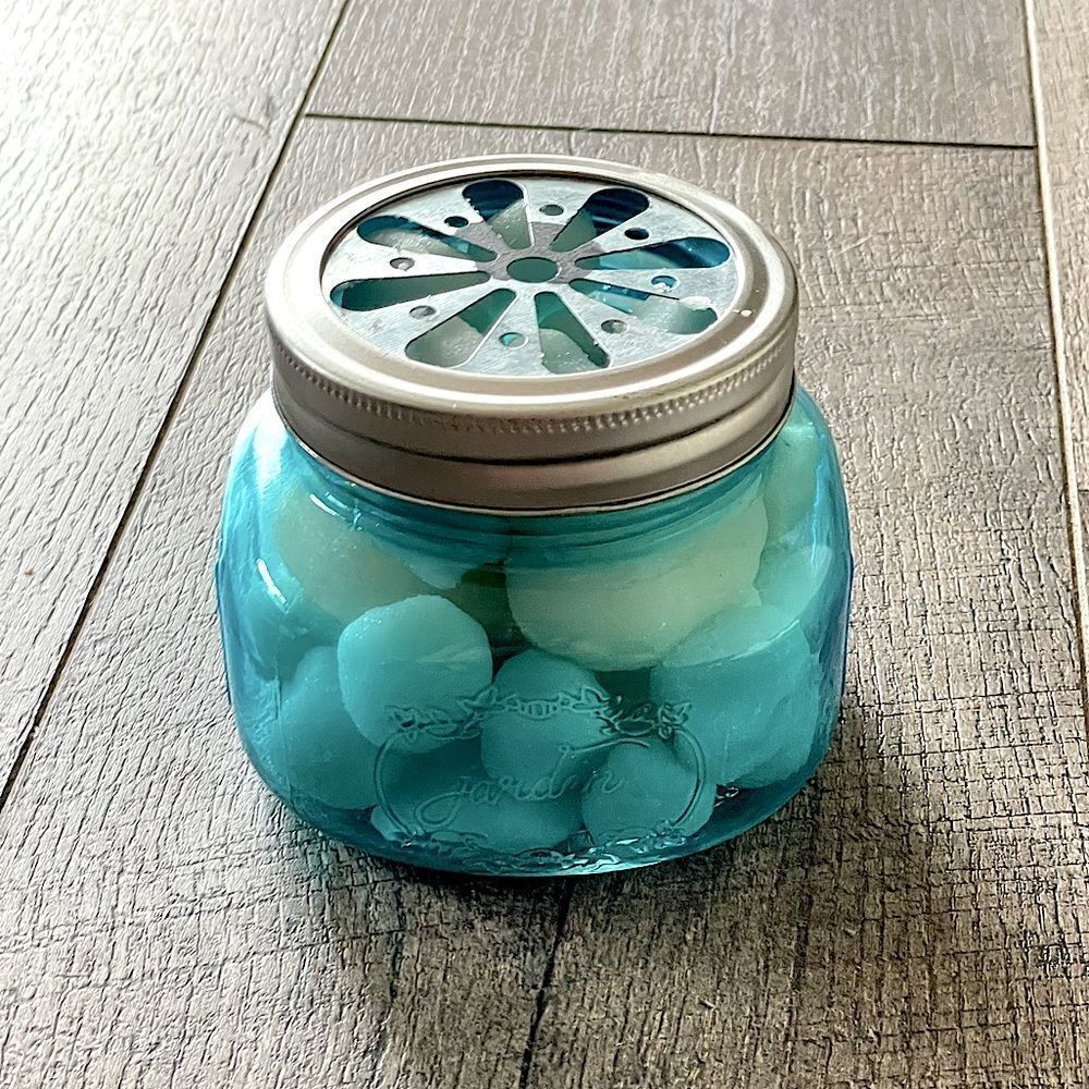 Unique, Vintage, Blue, Jarden Mason Jar ( “Marshmallow” Soap Included)  Decor.
